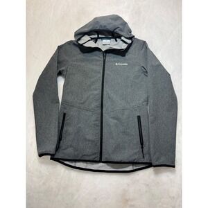 Columbia Women Gray Hooded Full Zip Softshell Jacket Sportswear Size S